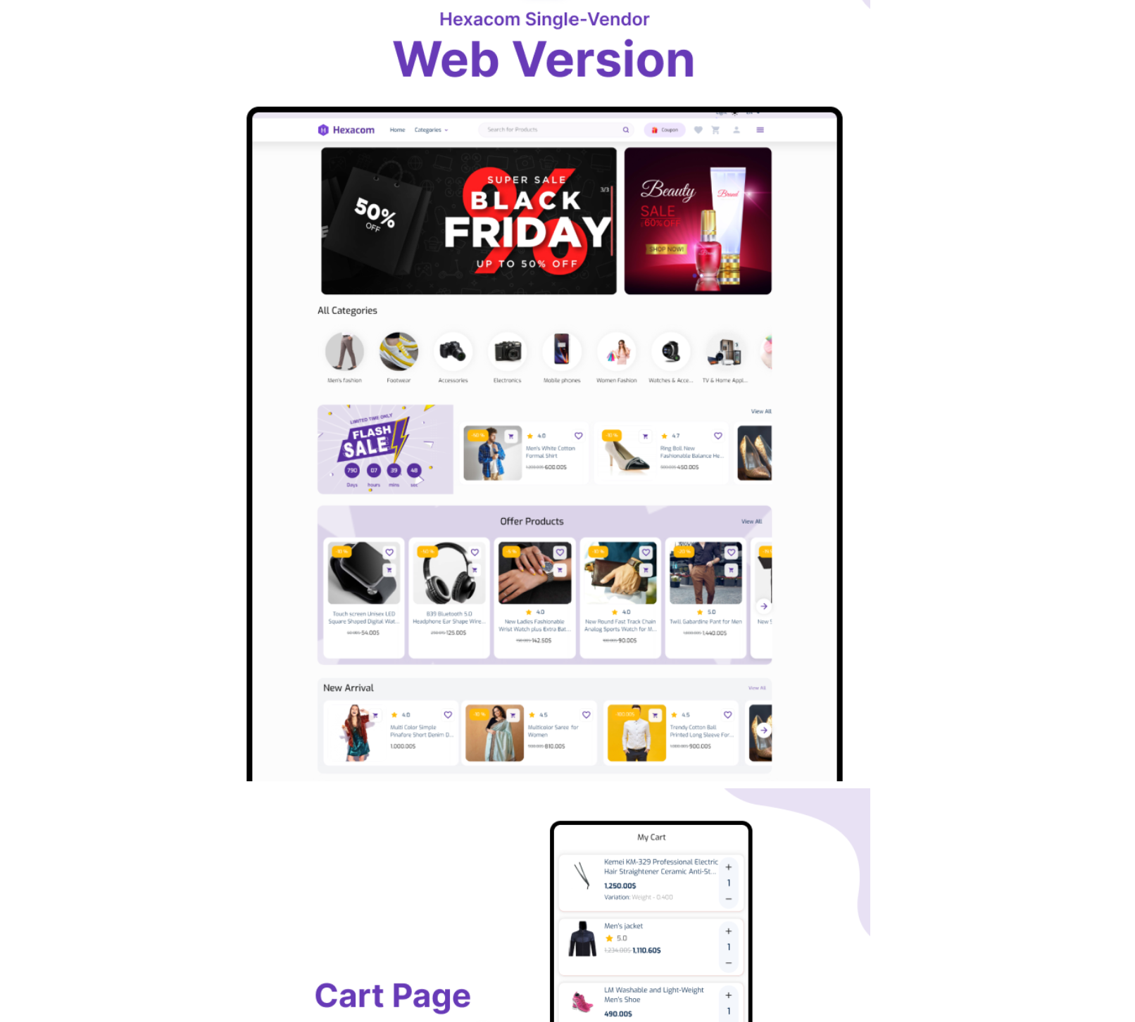 Hexacom v7.4 - single vendor eCommerce App with Website, Admin Panel and Delivery boy app